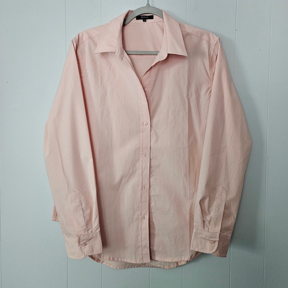 Quince Women Organic Cotton Poplin Button Down Shirt Medium Minimalist Classic
